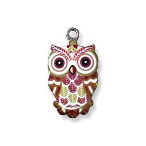 🔴 5 for $10 ONE Bright Owl Pendant Zinc Alloy Enamel